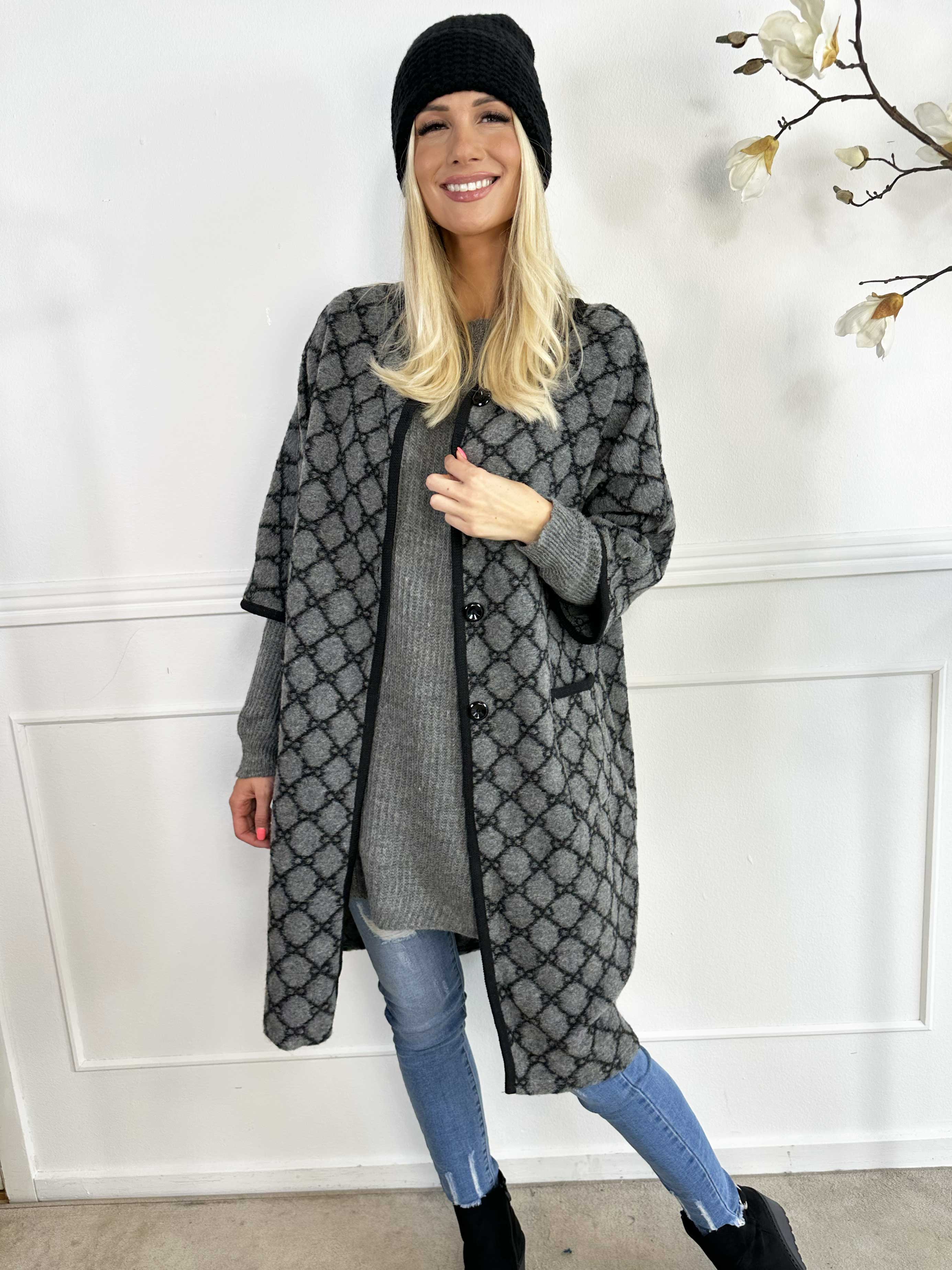 Arianna - Mönstrad kappa med ullfoder